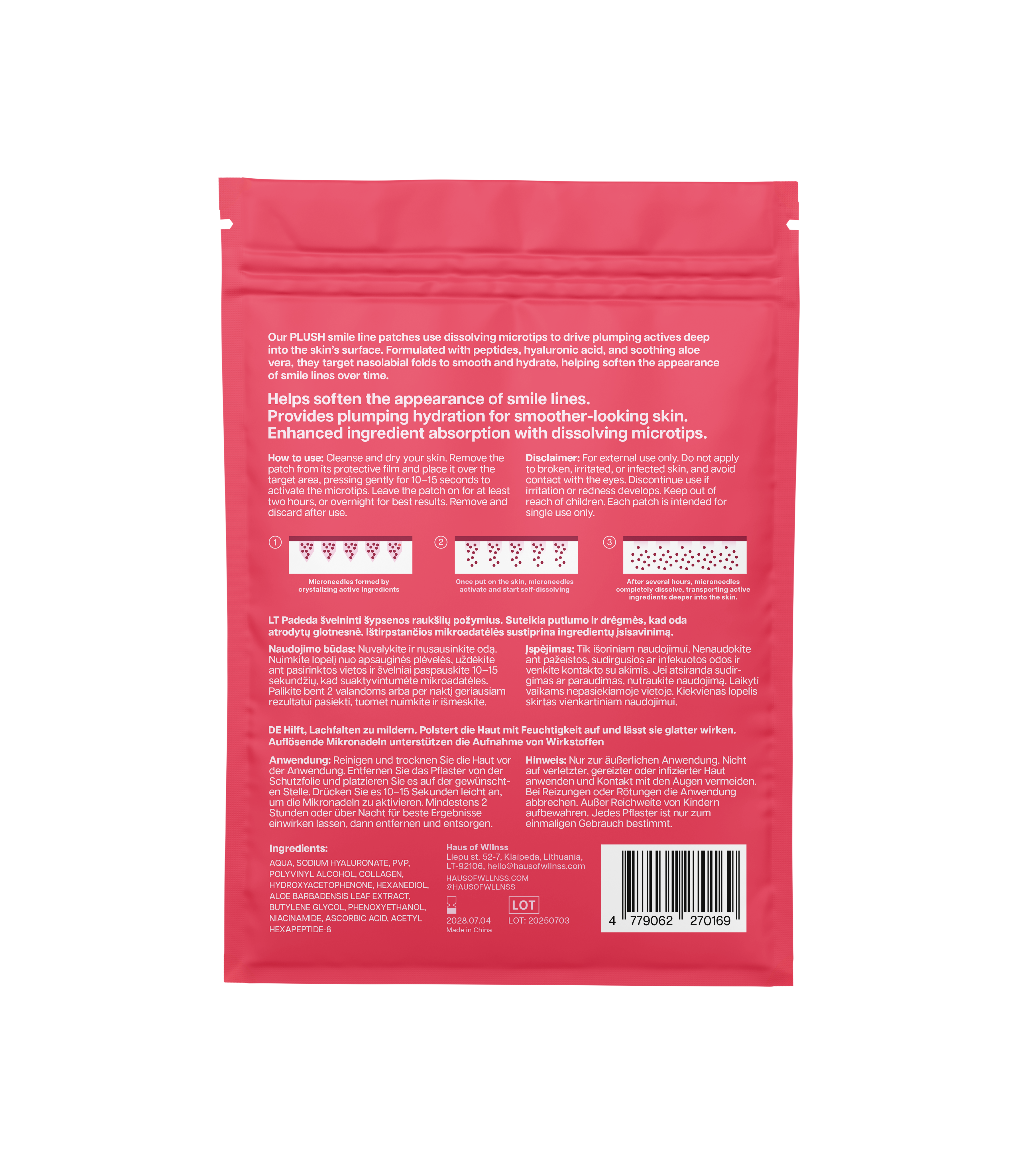 Plush pleistrai šypsenos raukšlėms su mikro adatėlėmis